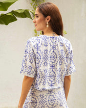 Load image into Gallery viewer, Moira Top (white and blue eyelet)
